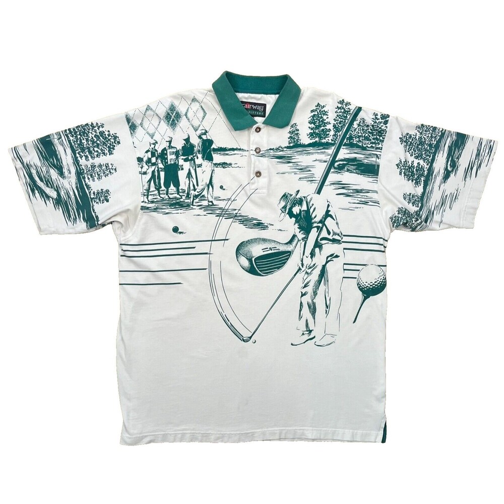 Fairway Outfitters Polo Shirt Mens XL Green Short Sleeve Golf Outdoor Graphic